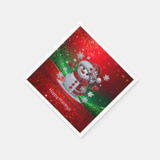 Serviette En Papier Rhinestones Snowman Holiday Napkin (Coin)
