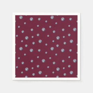 Serviette En Papier Rhinestons sur rouge foncé