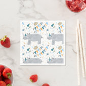 Serviette En Papier Rhino Anniversaire Cocktail Napkins (En situation)
