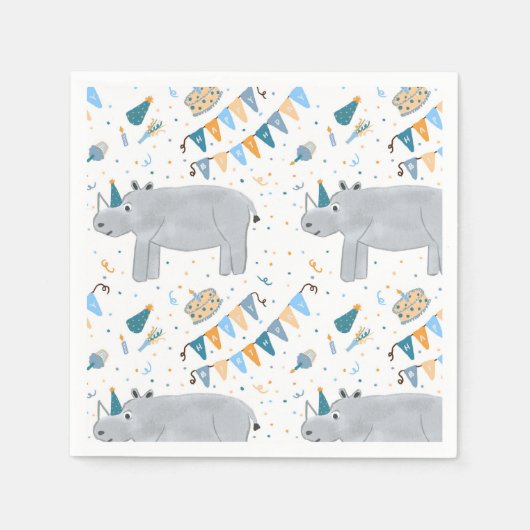 Serviette En Papier Rhino Anniversaire Cocktail Napkins (Devant)