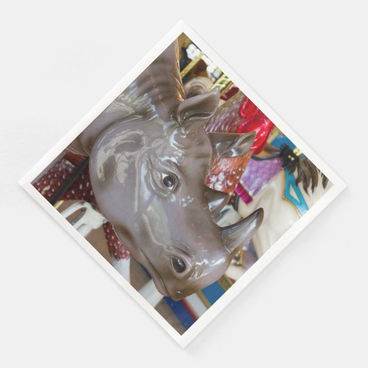 Serviette En Papier Rhinoceros Carousel Ride sur Merry-Go-Round (Coin)