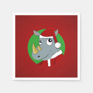 Serviette En Papier Rhinocéros de Noël dessin animé
