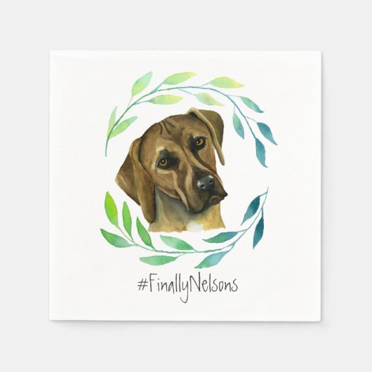 Serviette En Papier Rhodesian Ridgeback avec aquarelle de couronne (Devant)