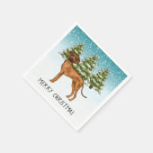 Serviette En Papier Rhodesian Ridgeback Avec Texte Forêt D'Hiver Neige (Coin)