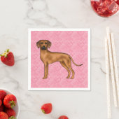 Serviette En Papier Rhodesian Ridgeback Chien Love Coeur Motif rose (En situation)