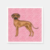 Serviette En Papier Rhodesian Ridgeback Chien Love Coeur Motif rose (Devant)