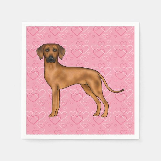 Serviette En Papier Rhodesian Ridgeback Chien Love Coeur Motif rose (Devant)