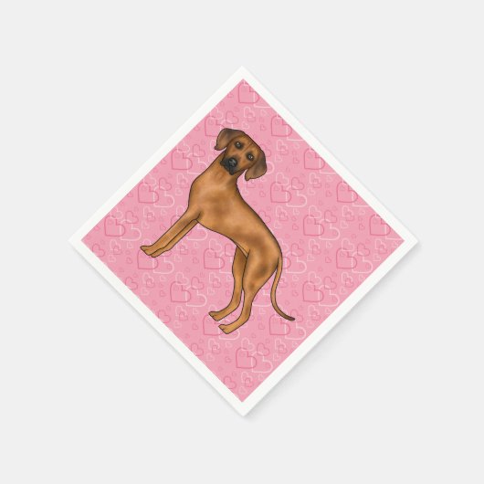 Serviette En Papier Rhodesian Ridgeback Chien Love Coeur Motif rose (Coin)