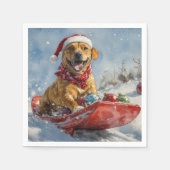 Serviette En Papier Rhodesian Ridgeback Dog dans Sledge Noël (Devant)
