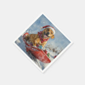 Serviette En Papier Rhodesian Ridgeback Dog dans Sledge Noël (Coin)