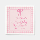 Serviette En Papier Ribbon pour bébé fille Douche rose soie oie rose (Devant)
