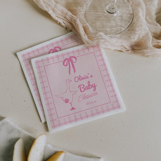 Serviette En Papier Ribbon pour bébé fille Douche rose soie oie rose