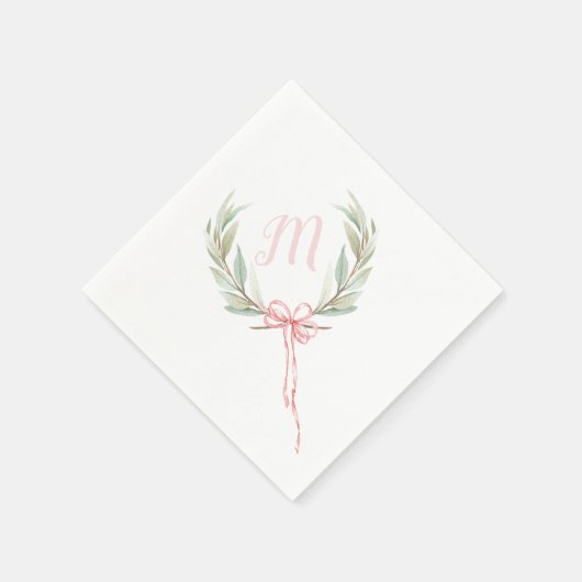 Serviette En Papier Ribbon rose Laurel Crest (Coin)