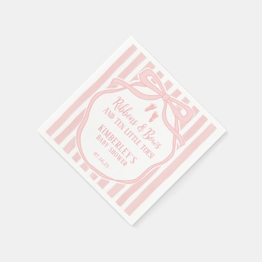 Serviette En Papier Ribbons Bows Ten Little Toes Bow Girl Baby Shower (Coin)