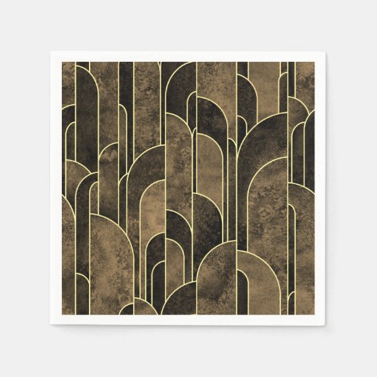 Serviette En Papier Rich Brown and Gold Art Deco Pattern (Devant)