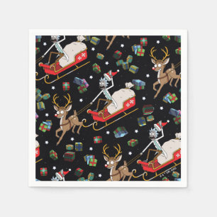 Serviette En Papier Rick et Morty   Christmas Reindeer Sleigh Motif