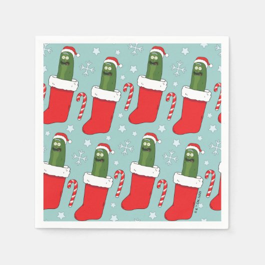 Serviette En Papier Rick et Morty | Motif de Noël Pickle Rick (Devant)
