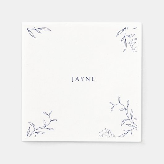 Serviette En Papier Rideau de douche botanique neutre bleu marine et b (Devant)