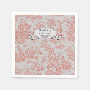Serviette En Papier Rideau de douche vintage toile de Jouy orange à mo