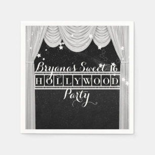 Serviette En Papier Rideaux HOLLYWOOD Noir & Blanc Élégant pour fête