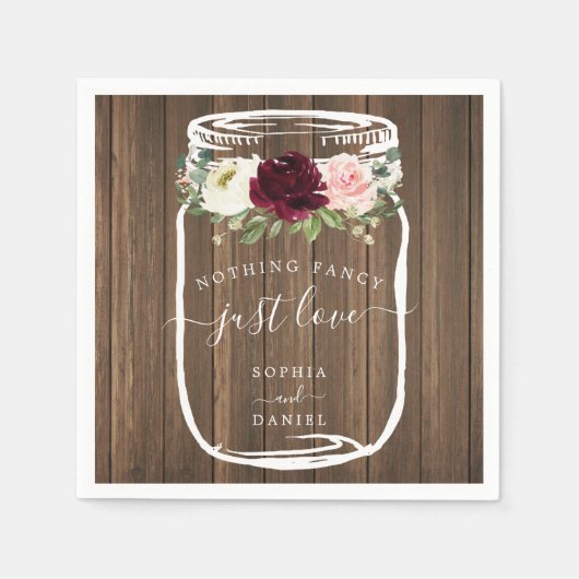 Serviette En Papier Rien de fantaisie Juste Amour Mariage (Devant)