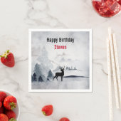 Serviette En Papier Rinde d'hiver Aquarelle gris rustique Anniversaire (En situation)