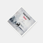 Serviette En Papier Rinde d'hiver Aquarelle gris rustique Anniversaire (Coin)