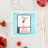 Serviette En Papier Rindeer De Noël Dans Un Gros Chaud (En situation)