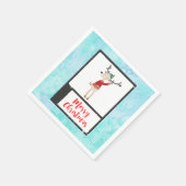 Serviette En Papier Rindeer De Noël Dans Un Gros Chaud (Coin)