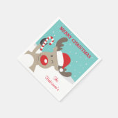 Serviette En Papier Rindeer Rudolph personnalisé avec Sucre de canne (Coin)