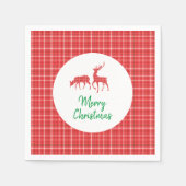 Serviette En Papier Rinder Joyeux Noël Rouge Blanc Twill Plaid (Devant)