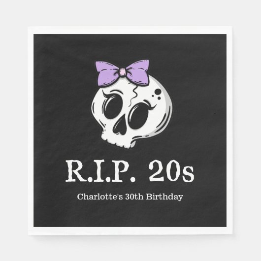 Serviette En Papier Rip 20s Coquette Aesthétique Bow 30th Birthday Par (Devant)