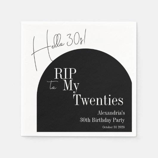 Serviette En Papier RIP 20s Hello 30s 30th birthday party (Devant)