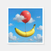 Serviette En Papier Ripe Banana Floating In Sky with Red Balloon (Devant)