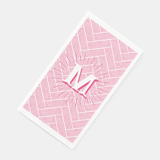 Serviette En Papier Ripple Herringbone in Pink Personalized (Coin)