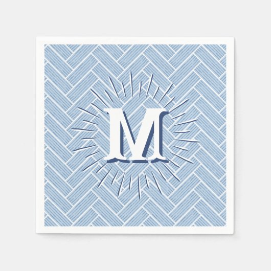 Serviette En Papier Ripple Herringbone in Slate Personalized (Devant)