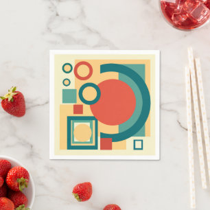 Serviette En Papier risographe géométrique vintage rétro, risoprint