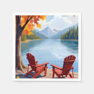 Serviette En Papier Rivage Matinal Paysage de Montagne Artistique Pa
