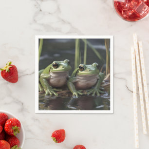 Serviette En Papier Riverbound Se Demande : Deux Grenouilles Vertes À 