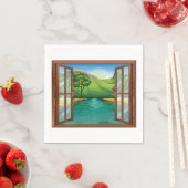 Serviette En Papier Rivière À Travers Un Papier Ouvert Fenêtre (En situation)