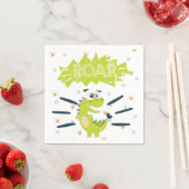 Serviette En Papier ROAR Green Dinosaur Anniversaire (En situation)