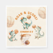 Serviette En Papier Roar & Score Basketball Dino Boy Birthday (Devant)