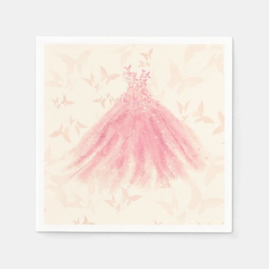 Serviette En Papier Robe à paillettes de pêche de danse papillon Showe (Devant)