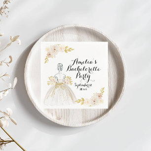 Serviette En Papier Robe à paillettes dorées et blush blanc pour enter