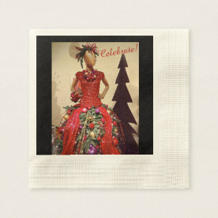 Serviette En Papier Robe Afrocentrique Forme Mannequin Arbre de Noël