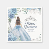 Serviette En Papier Robe bleu Dusty Quinceañera Couronne Anniversaire (Devant)