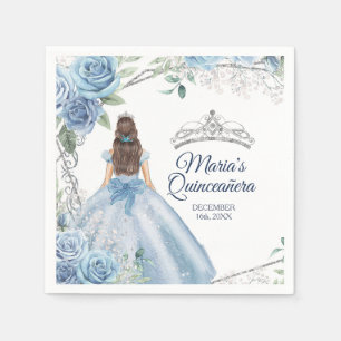 Serviette En Papier Robe bleu Dusty Quinceañera Couronne Anniversaire