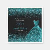 Serviette En Papier Robe Bleue turquoise Faux Parties scintillant Douc (Devant)