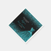 Serviette En Papier Robe Bleue turquoise Faux Parties scintillant Douc (Coin)