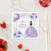 Serviette En Papier Robe d'argent violet Quinceañera couronne Annivers (En situation)
